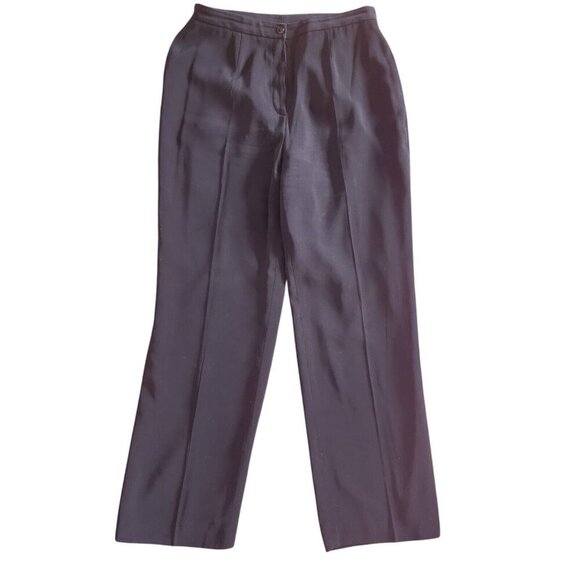 KASPER Polyester Black Straight Leg Stretch Pleated Dress Pant Women's Size 12 - Picture 1 of 4